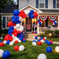 Red White and Blue Balloons Arch,129Pcs Red and Blue Latex Balloons Different…