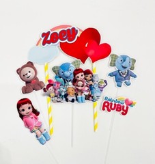 Personalized Rainbow Ruby Themed Cake Topper