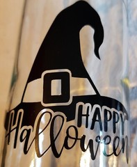 Halloween Light Up Bottle Home Decoration White Wire Lights Witch Hat Decal Boo