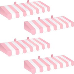 4 Pack Pink Circus Awning Decoration 3D Pink And White Stripe Cardboard Awnin…