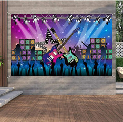 Karaoke Party Decorations Supplies, Large Fabric Rock Star Vacation Party Backdr
