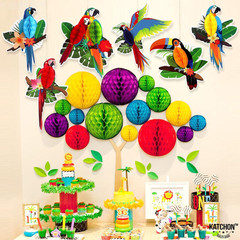 , Large Tropical Birds Honeycomb Cutouts – 9X7.7 Inch | Paper Bird Decorations,