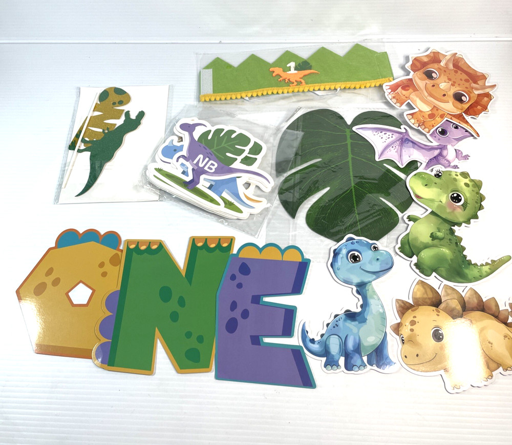 Baby’s One 1st First Birthday Dinosaur Decorations Dinosaur Birthday Crown Banne