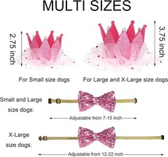 Luxurious Dog Birthday Crown Set – Hat, Bow Tie & Bandana Costume for Large Dogs