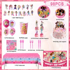 Barbie Princess Party Decorations Tableware Backdrop Plates Tablecloth Balloon