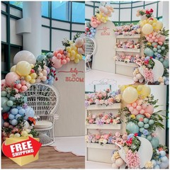 Pastel Balloons Arch Garland Sage Green Pink Blue Yellow Beige