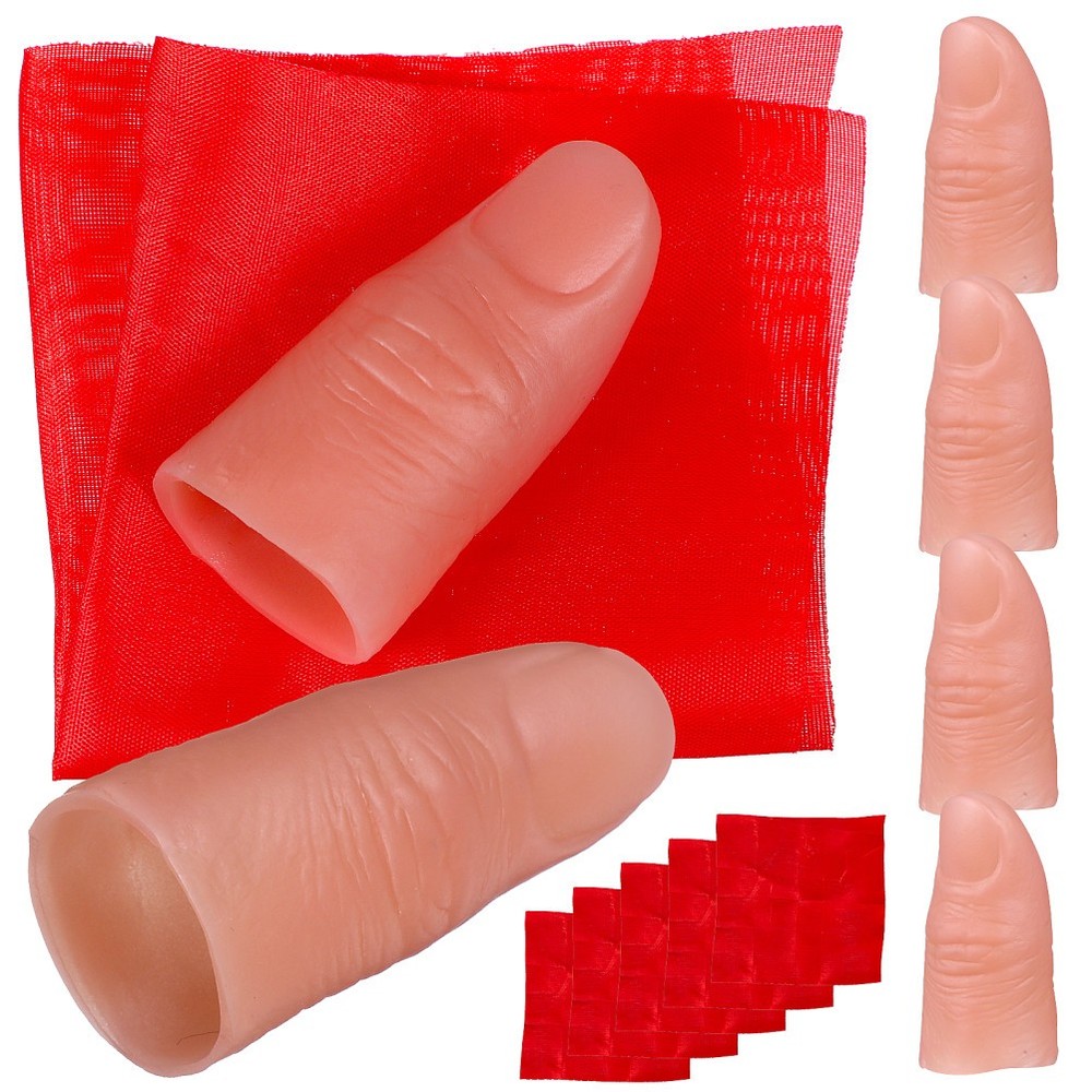 6 Sets Reusable Magician Trick Props Finger Cots Silk Scarves Assorted Colors