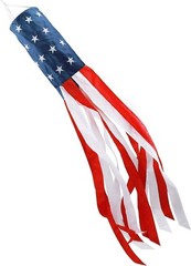Densely Embroidered 40” American Flag Windsock for Independence Day Celebration