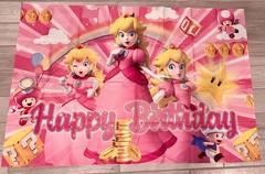 NEW Super Mario Princess Peach Banner Backdrop Toad Decoration No Tag/Package