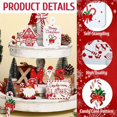 12 Pcs Christmas Tiered Tray Decor Wooden Signs for Home Room Table Fireplace
