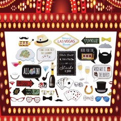 41 PCS Casino Photo Booth Props Kit 8×10 Inch Sign 45 Sticks Las Vegas Party