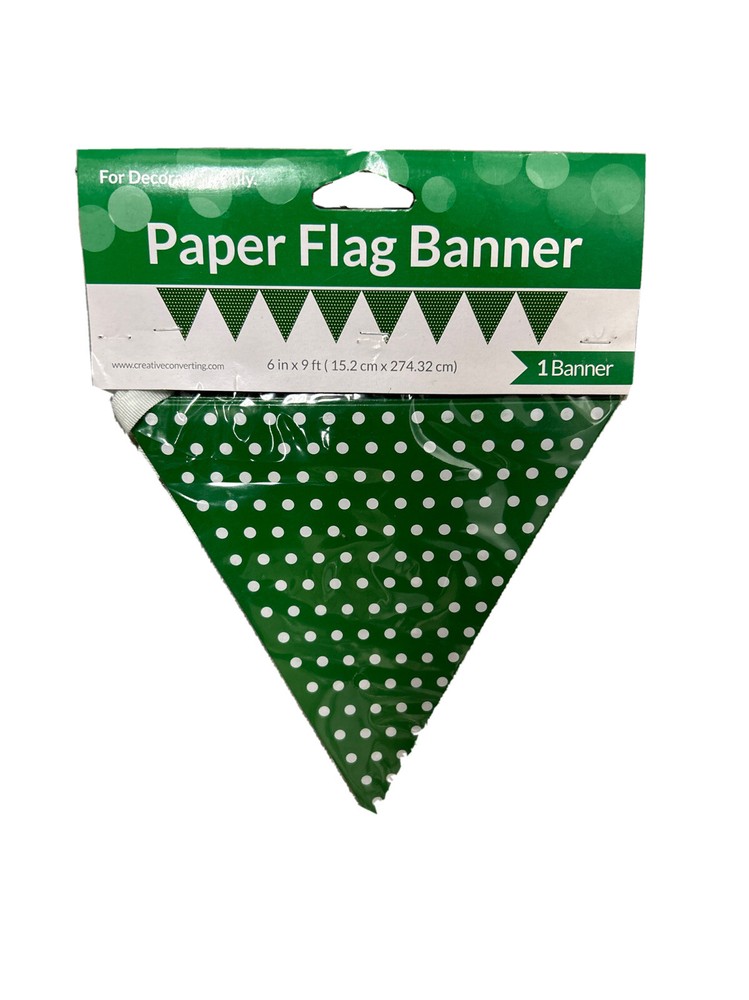 Green Polka Dot paper Flag Banner