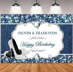 Denim & Diamonds Backdrop Background Birthday Party Decoration 7x5ft