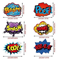 30 Hero Themed Party Decorations Signs 6 x 7 Inch Cardboard Cutouts Assorted