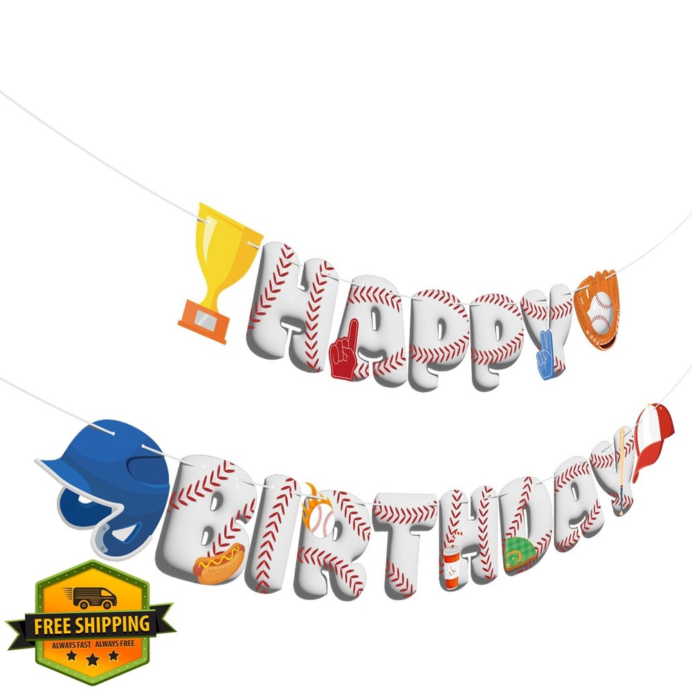 Hxezoc Baseball Happy Birthday Banner