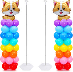 2 Set Balloon Column Kit – 6.56 Feet Balloon Column Stand with Base for Baby Sho
