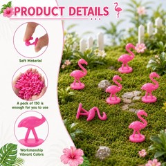 150 Pack Mini Flamingos Figurines, 1.5″ Tiny Plastic Pink Flamingos for Table…