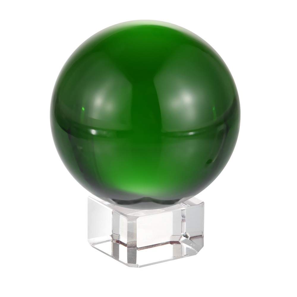 1Set 60mm/2.4″ K9 Crystal Ball Decorative Ball w Box and Crystal Stand Green