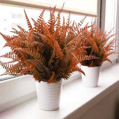 24 Bundles Fall Artificial Boston Fern Plants Bushes Orange
