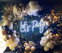 Black Gold Silver Balloons Garland Arch Kit, 141Pcs Latex Balloons Different …