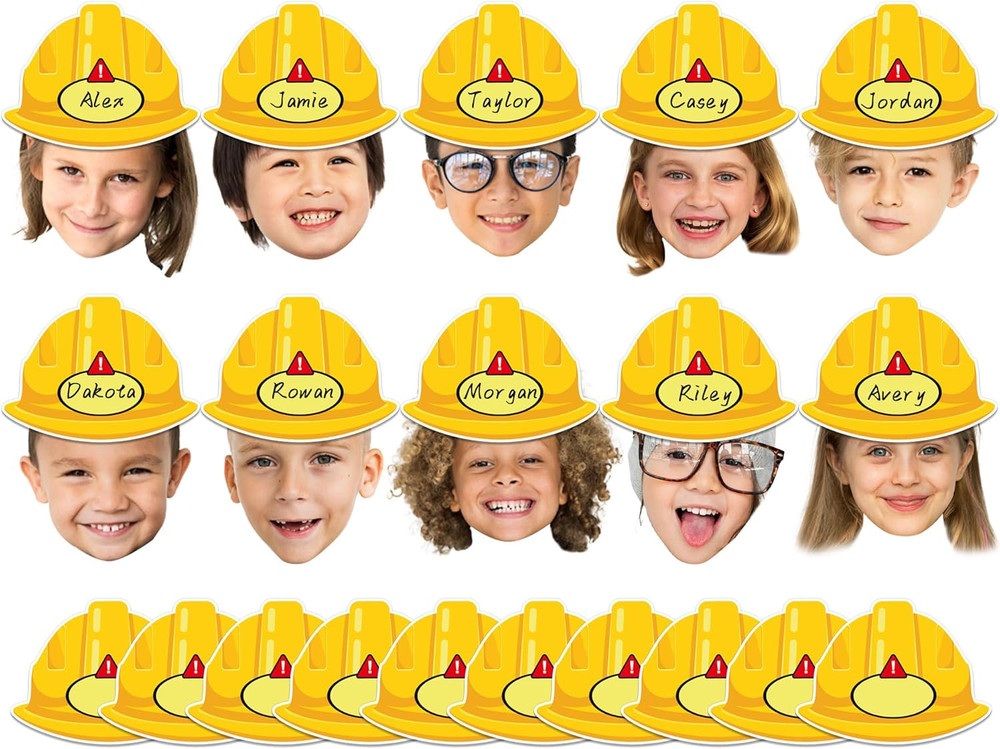 80Pcs Construction Helmet Cutouts Back to School Decorations Bulletin Board Cons