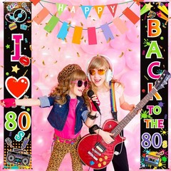 Blulu 70s 80s Party Decoration 90s 80s Banner I Love 1980s Backdrops Back to The