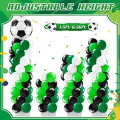 2 Sets Soccer Balloon Column Stand Kit with 4D Soccer, Green Black Star Foil …