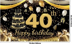 40th Birthday Celebration Backdrop: Durable, Colorful 180x110cm Fabric Banner