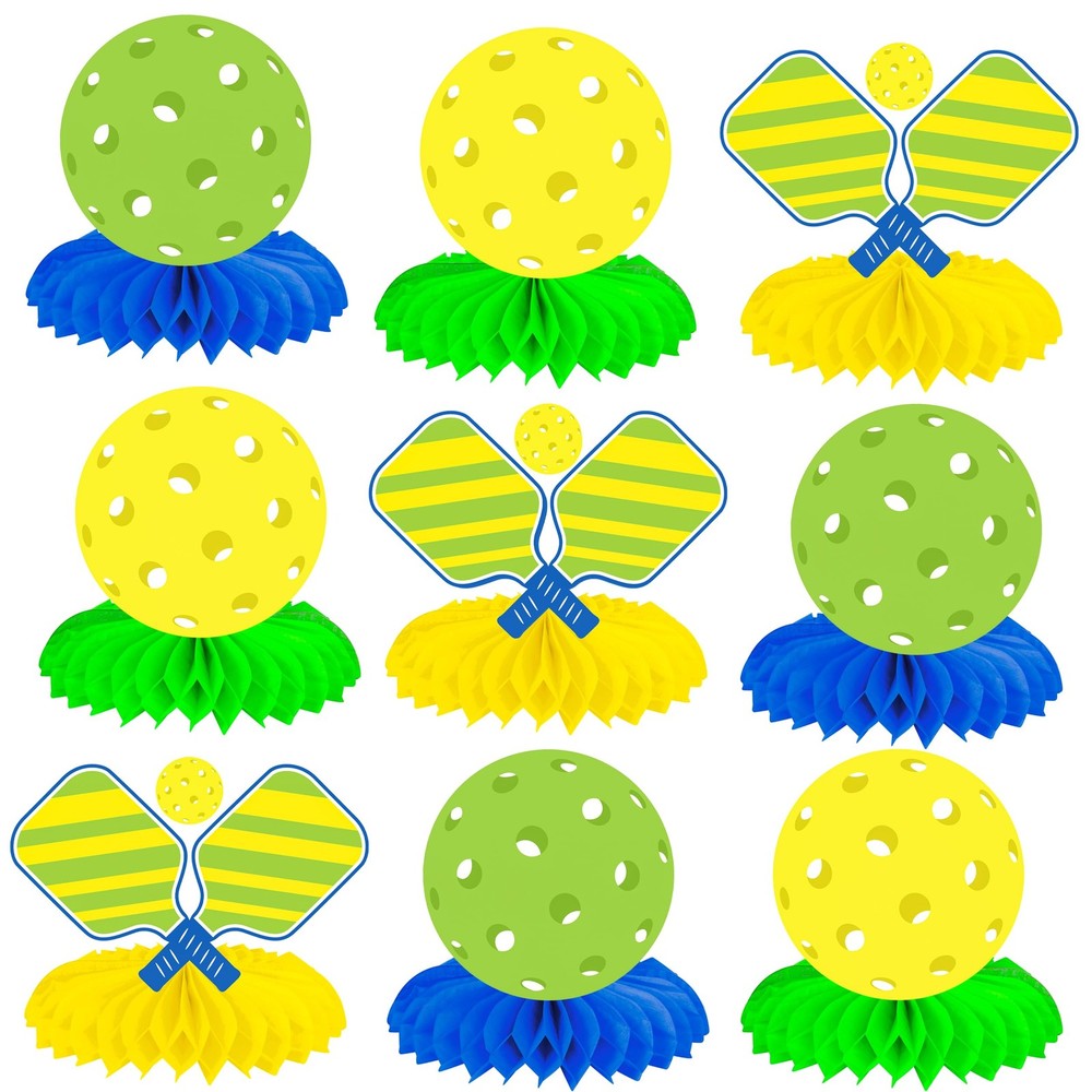 9 PCS Pickleball Sport Theme Birthday Party Table Honeycomb Centerpieces Decor