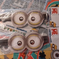(3) Despicable Me Happy Birthday Banners / (2) Minion Goggles Kids Party Lot NEW