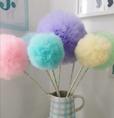 3 hand made pretty tulle pom poms (1 medium 2 smalls) choise colour