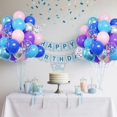 Pink and Blue Balloons, 60PCS Dark Light Blue Purple Party Pink Blue Silver