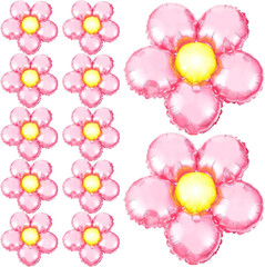 12 Pcs Light Pink Flower Balloon Huge Aluminum Foil Pastel Pink Flower Shaped Gr