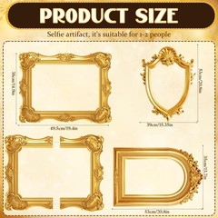 3 Pack Large Vintage Gold Photo Booth Props, Cardboard Large Selfie Picture F…