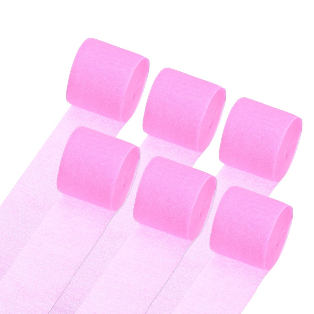 Crepe Paper Streamers 6 Rolls 196.8ft for Decor, Pink(1.4 in x 32.8 Ft/Roll)