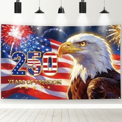 250th Anniversary Backdrop Banner, 71 x 43 Inch 1776-2026 American Patriotic