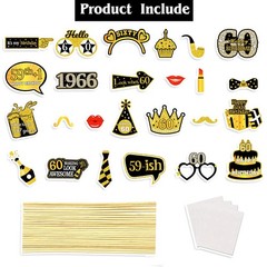 60th Birthday Photo Booth Props Black Gold Cheers To 60 Years Party Decor