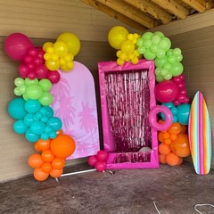 Tropical Balloons Kit, 60 PCS 12Inch Hawaiian Balloons Hot Pink Orange Teal G…