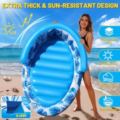 FluSing Inflatable Tanning Pool Lounger Float, 63″ x 39″ Sunbathing Inflatable T