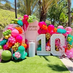 Tropical Balloons Kit, 60 PCS 12Inch Hawaiian Balloons Hot Pink Orange Teal G…