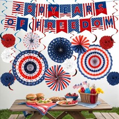 25 PCS US 250th Anniversary Decorations Set, 4th of July Decoration, Red White B