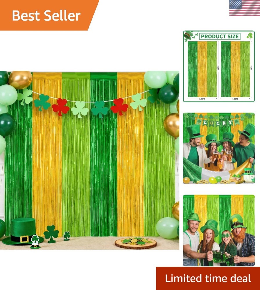 Party-Ready Gold and Light Green Foil Streamers – 2 Pack, Easy to Assemble