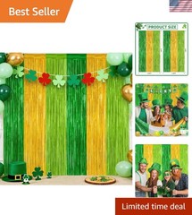 Party-Ready Gold and Light Green Foil Streamers – 2 Pack, Easy to Assemble