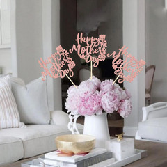 12 PCS Happy Mother’S Day Centerpiece Sticks Double Sided Glitter Rose Love Best