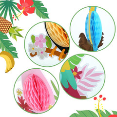 6 Pieces Hawaiian Tropical Birds Hanging Parrot Honeycomb Party Decorations
