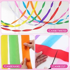 160 Rolls Crepe Paper Streamers Rainbow Party Decor Birthday Wedding Crafts Kit