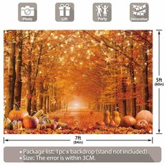 7x5ft Fall Photography Backdrop Autumn Maple Leaves Pumpkin Friendsgiving Backgr