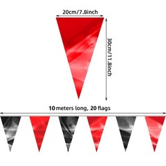 65FT Red Black Glitter Triangle Pennant Banner Flag Metallic Bunting Fabric G…
