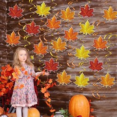 36 PCS Fall Leaves Hanging Swirls Decorations Thanksgiving Ceiling Decor