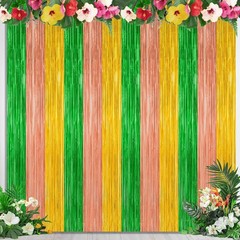 2 Pack Tinsel Backdrop, Birthday Silver Party Streamer Fringe Curtains Foil